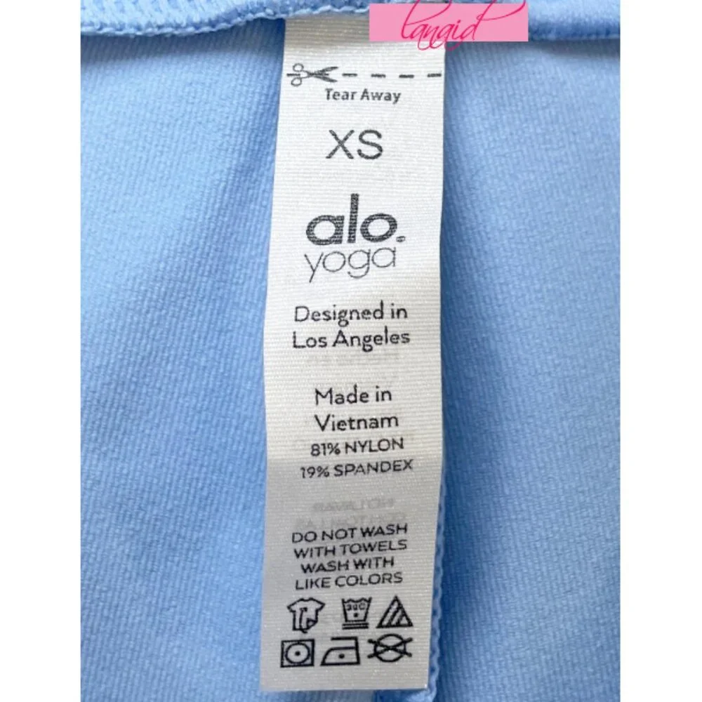 Alo Airbrush High-Waist Cinch Flare Legging Tile Blue Tie-Up Corset Lace Hi-Rise